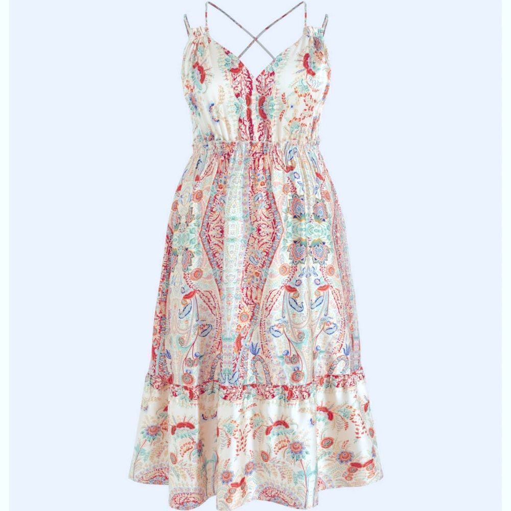 CIDER•PRINT BABYDOLL DRESS